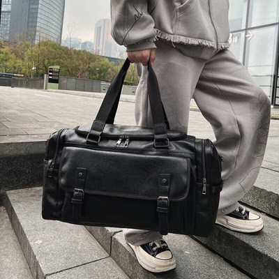 皮质感男士旅行包大容量r手提包出差单肩包旅游斜挎包多功能行李