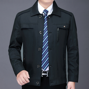 春秋季外套中年男装薄款休闲纯棉上衣服中老年男士夏装爸爸夹克衫