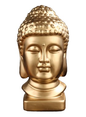 陶瓷释迦摩尼佛首摆件家居如来佛祖佛像招财禅意金佛头镇宅工艺品