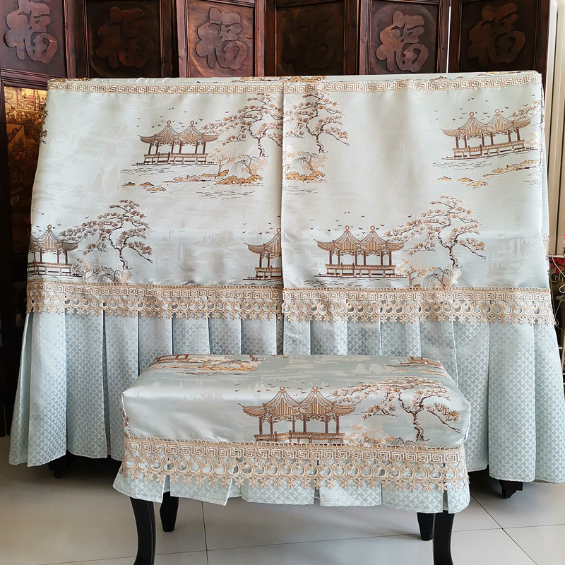 蚕贵人钢琴罩全罩新中式轻奢钢琴套钢琴防尘套琴罩中国风弹琴不取