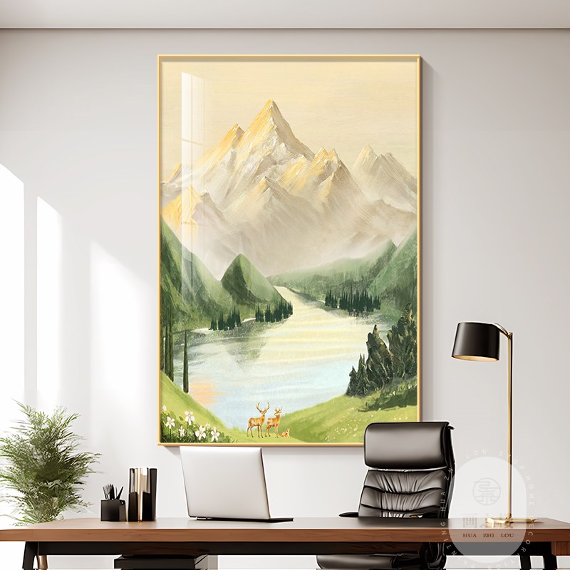 聚宝盆总经理老板办公室挂画日照金山高级感公司会客厅墙壁装饰画