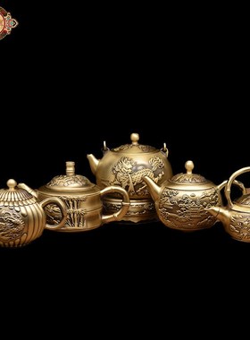 纯铜双人小茶壶功夫茶道铜壶多功能黄铜小酒壶滴水壶铜器镇纸摆件