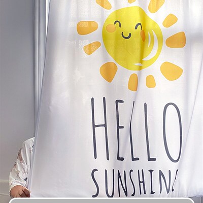 窗帘免打孔安装半遮光魔术贴粘贴式厕所浴室防油防水防走光透光短