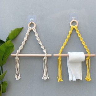 北欧风手工编织置物架挂毯卫生间免打孔纸巾架盒厕所卫生卷纸盒架