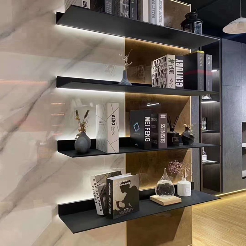 铝合金发光层板一字隔板内置充电 LED双面发光装饰金属置物架壁挂