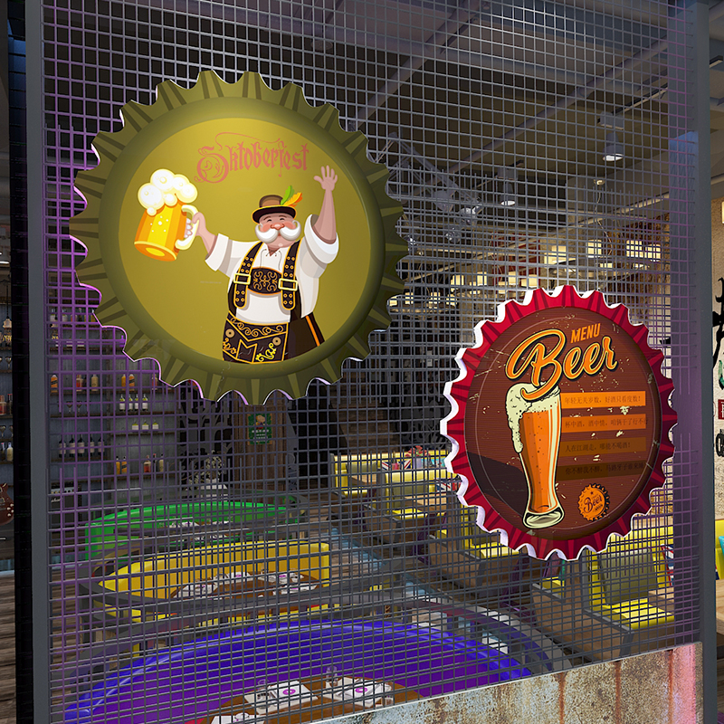 网红酒吧墙面装饰品场景布置工业风布置啤酒馆清吧创意背景贴纸画