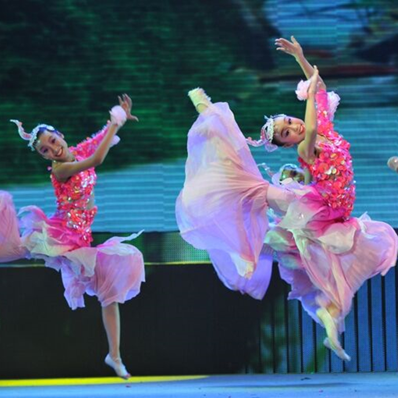 六一儿童演出服鱼儿欢歌舞蹈服女童独舞唧唧鱼儿跃傣族古典民族舞