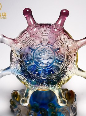 领航舵摆件琉璃工艺品办公室桌面装饰送老板领导公司乔迁开业礼品