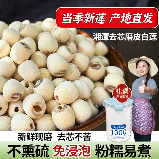 小茵姑娘湘潭去芯磨皮白莲子500g一级正宗湘莲特产煲汤煮粥银耳