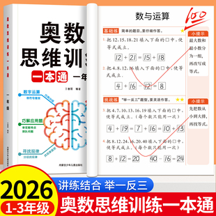 一年级数学思维训练一本通上册下册人教版二年级三年级小学奥数思维训练举一反三应用题数学思维逻辑拓展专项训练题计算题天天练