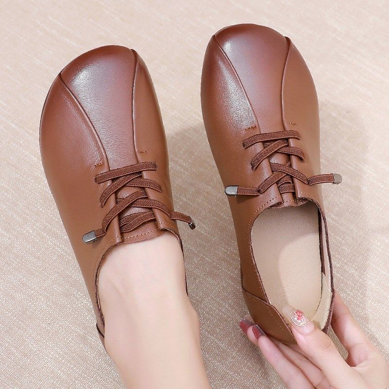 妈妈鞋春秋款真皮舒适软底单鞋牛筋底防滑平底中老年皮鞋大码女鞋,女鞋,深口单鞋,淘宝优惠券,粉丝福利购,淘宝优惠卷