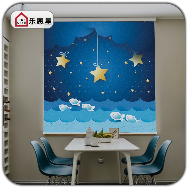 现代简约遮挡镜子架子上下拉v动卷帘隔断玄关门升降帘图案logo定图片