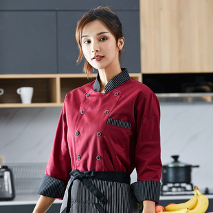 厨师工作服男女春秋装早餐店包子铺熟食餐馆饭店火锅厨房长袖制服