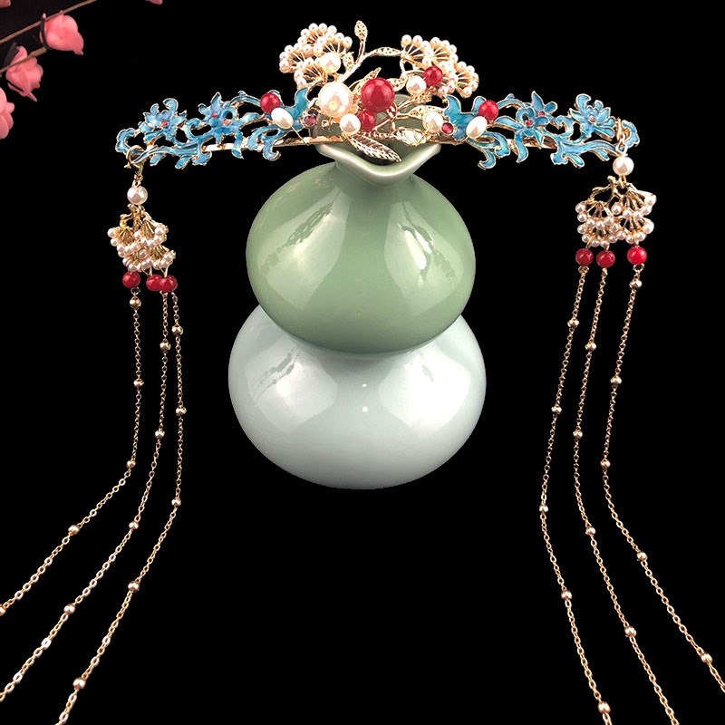 汉服发冠女头饰古装头冠凤冠古代仙气造型流苏步摇发簪u钗