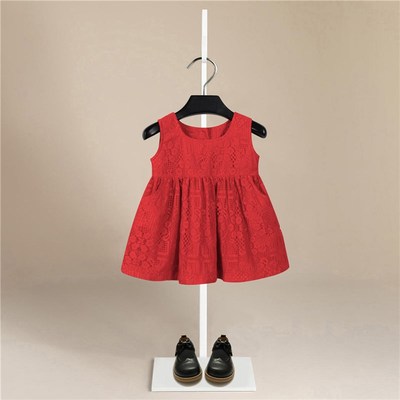 女童红色连衣裙夏装新款儿童周岁生日公主裙宝宝2岁吊带背心裙夏