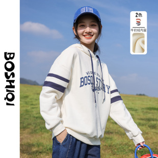 初中学生套头连帽卫衣少女孩新款2022高中生学院风秋冬装加绒加厚