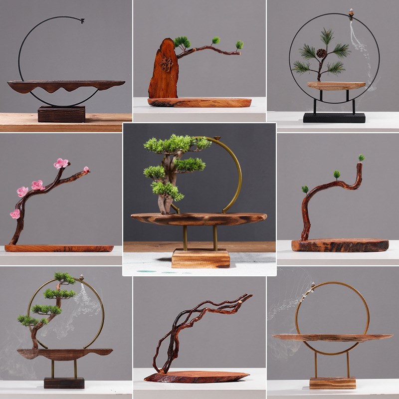 新中式禅意摆件创意根雕底座客B厅玄关电视柜家居装饰木质工艺品