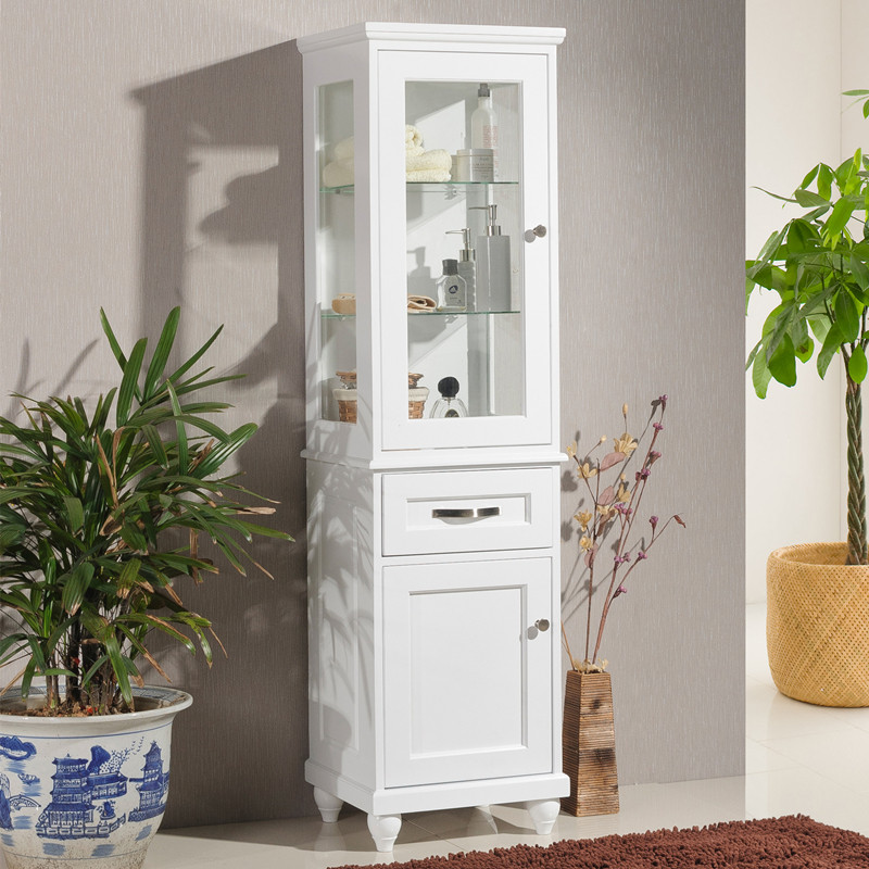 美式客厅浴室边柜窄侧柜立柜卫生间橡木实木马桶置储物柜高柜定制