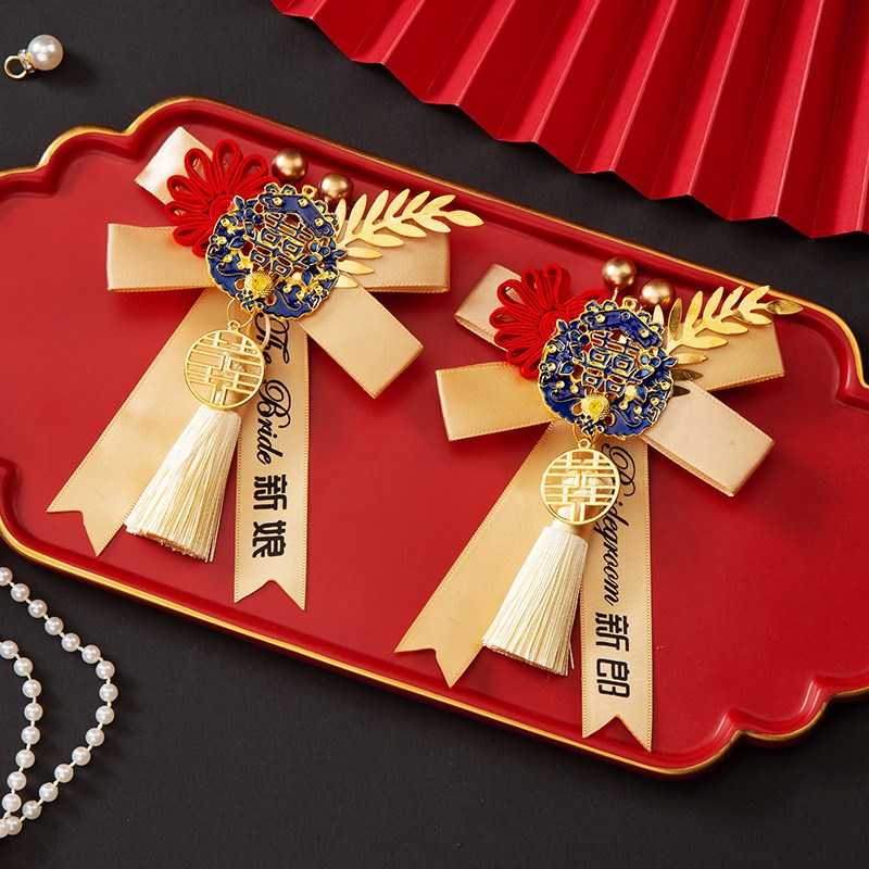 新款结婚胸花新娘新郎襟花高档中式父亲母亲婚礼胸花伴郎伴娘胸花