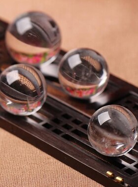 天然白水晶球摆件圆形白色石球风水球开N业乔迁礼品办公室摆件