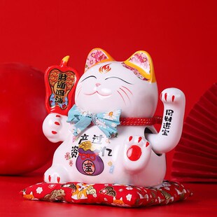 招财猫摇手摆件大号电动收银台家居店铺开业礼品陶瓷摆件自动招手