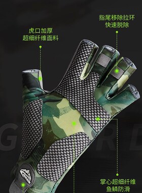专业钓鱼手套半指防滑户外运动透气吸汗冰丝防晒虎口路亚垂钓装备