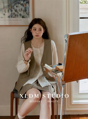 小俪自制大码女装 重工定染贴花边塔克线秋季新款圆领直筒小衫