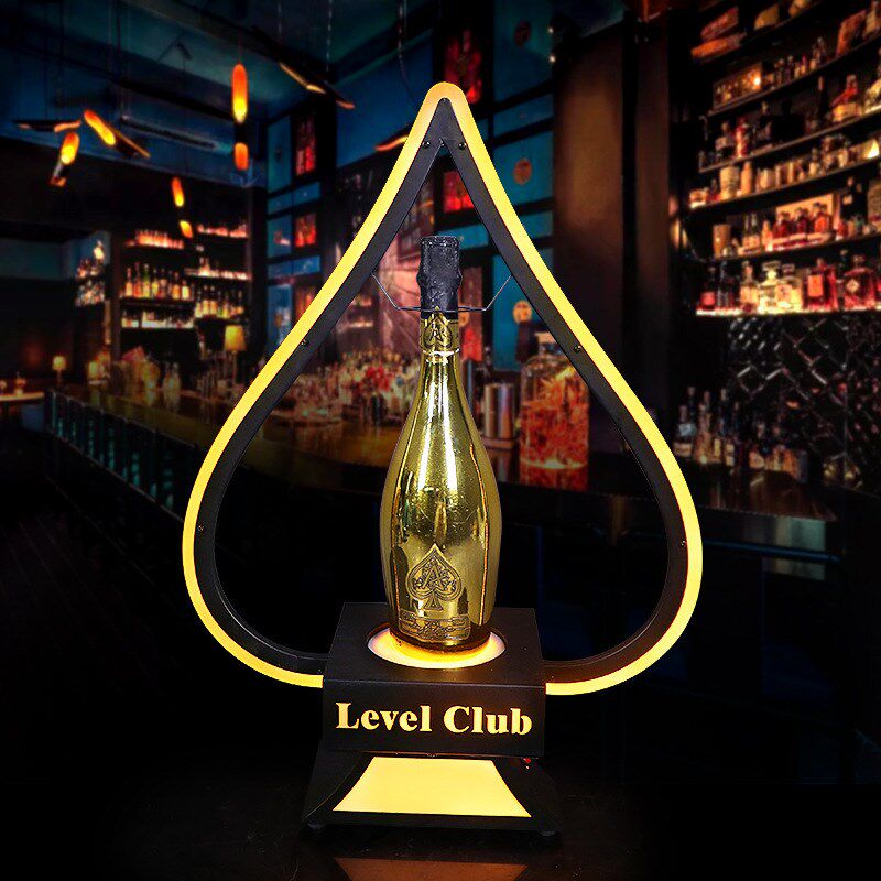 酒吧黑桃A发光酒座夜店夜总会酒B托LED金黄光金属洋酒香槟展示架