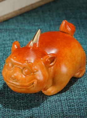 黄铜桌面貔貅摆件《否极泰来》铜工D艺品 家居饰品 铜手把件 礼品
