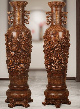 落地花瓶摆件大号一对中式客厅玄关电视柜旁酒店大厅装饰乔迁礼物