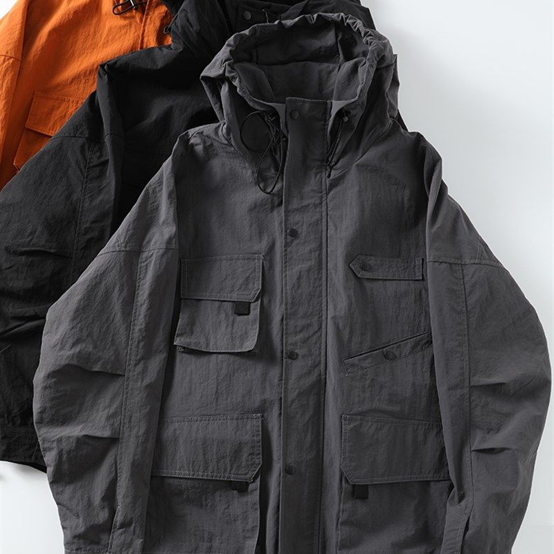 潮牌机能风 日系复古多口袋工装休闲夹克男士宽松冲锋衣连帽外套,男装,夹克,淘宝优惠券,粉丝福利购,淘宝优惠卷