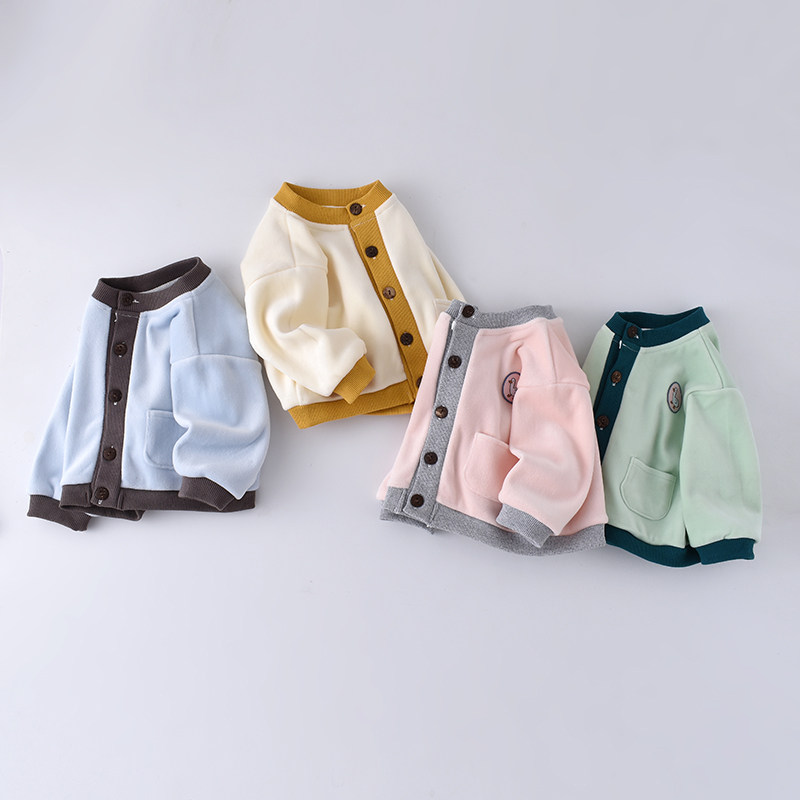 婴幼儿外套春秋款双面绒婴儿撞色外出衣男女小童保暖开衫薄款可爱,童装/婴儿装/亲子装,卫衣/绒衫,淘宝优惠券,粉丝福利购,淘宝优惠卷