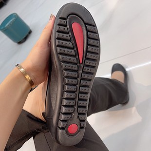 感叹号站立乘务员鞋子女黑色工作鞋舒适 软底 上班不累脚真皮平底