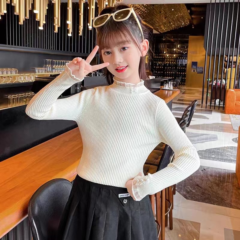 女童毛衣春秋2023新款洋派儿童蕾丝公主上衣女孩半高领针织打底衫,童装/婴儿装/亲子装,毛衣/针织衫,淘宝优惠券,粉丝福利购,淘宝优惠卷