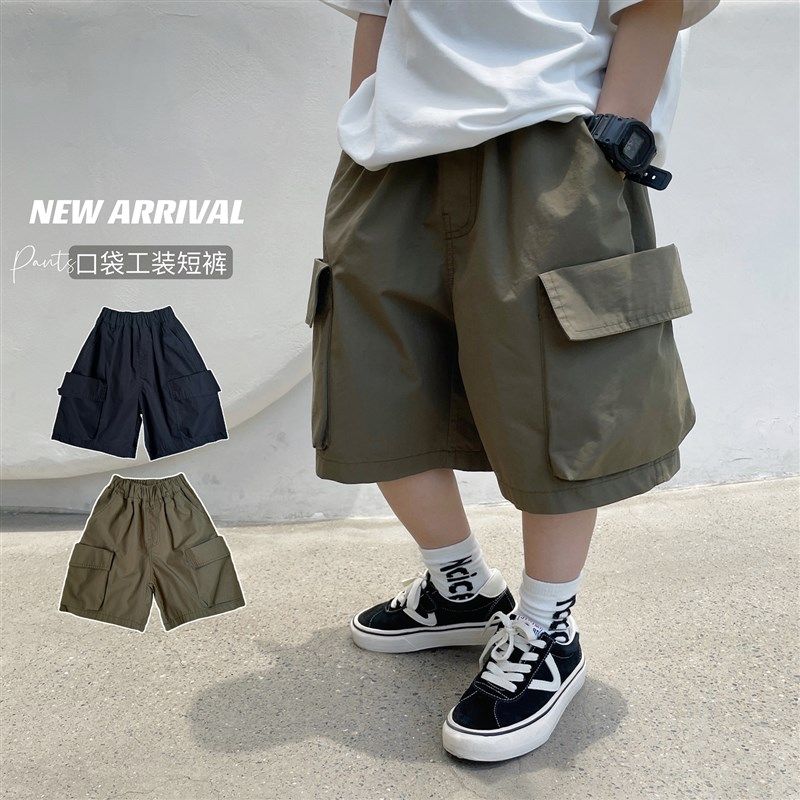 儿童短裤男童夏款裤子男小童工装裤夏季薄款五分裤夏男孩黑色中裤,童装/婴儿装/亲子装,裤子,淘宝优惠券,粉丝福利购,淘宝优惠卷