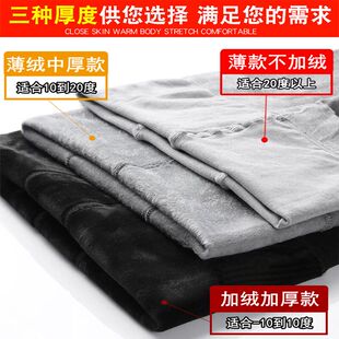 加绒加厚灰色打底裤 内穿秋裤 袜女外穿紧身螺纹薄款 线裤 棉裤 秋冬季