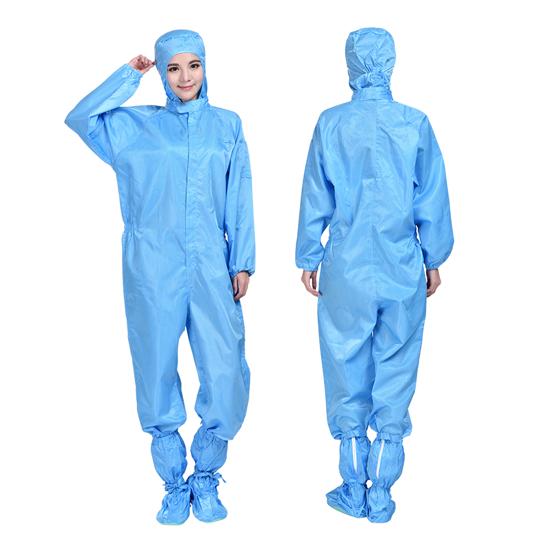 防静电连体连帽防尘服喷漆工作衣服三连体防护服带帽无尘服洁净服