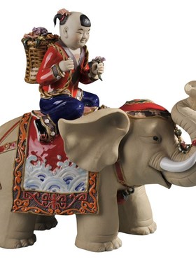 包邮石湾陶瓷工艺品招财摆件 家居饰品进宝艺术摆设 花开富贵