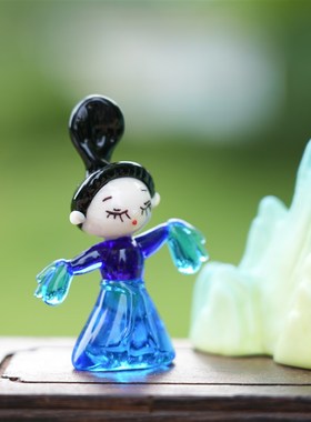 琉璃手作只此青绿仕女书桌面公仔摆件古风国潮车载装饰品文创礼物