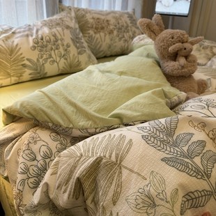 2024新款 田园森系文艺碎花被套1.8床单3件套 泡泡棉床上四件套美式