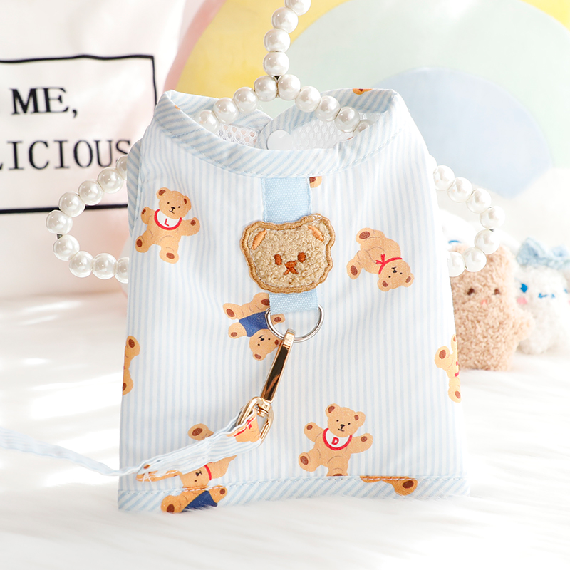 狗狗衣服春夏猫咪公主胸背牵引绳遛狗带情侣款小型犬泰迪宠物4467