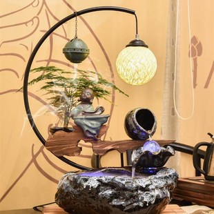 禅意招财客厅玄关假山流水喷泉循环水景观开业乔迁装 饰品生财摆件