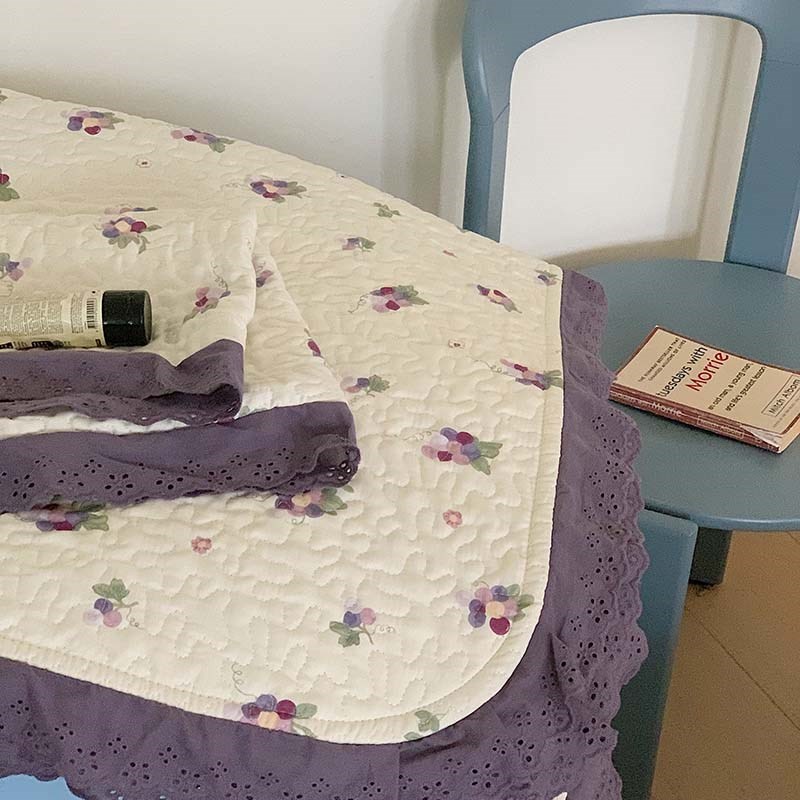 全棉荷叶边床盖三件套夹棉加厚韩式绗缝床盖纯棉床单