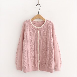 女装 针织开衫 韩版 新款 女春秋宽松小清新上衣复古毛衣外套2020秋季