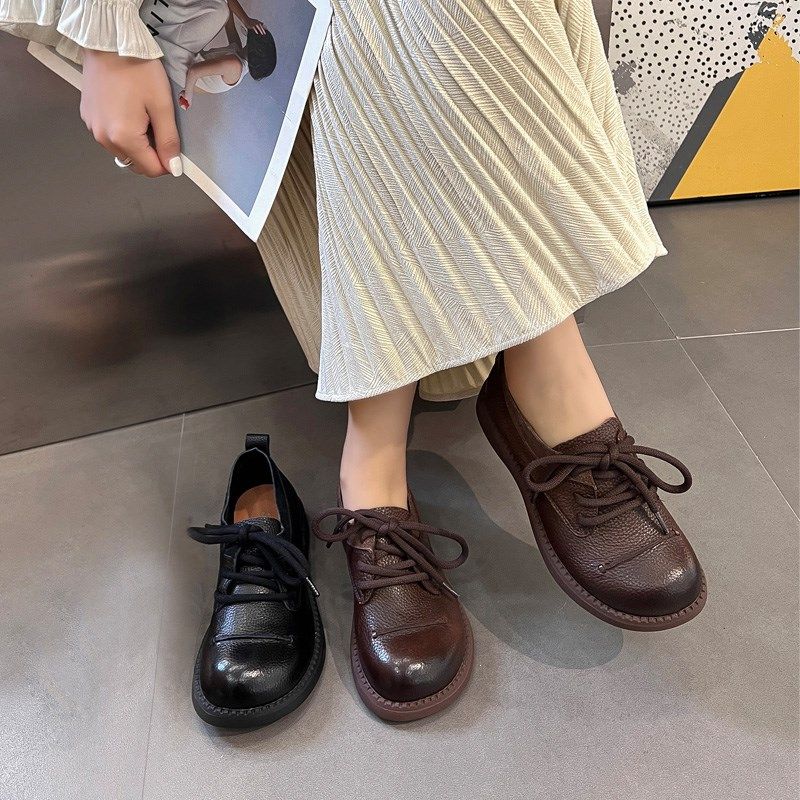 宽胖脚肥大码女鞋41-43真皮2025春季新款复古平底软底妈妈鞋11191,女鞋,深口单鞋,淘宝优惠券,粉丝福利购,淘宝优惠卷