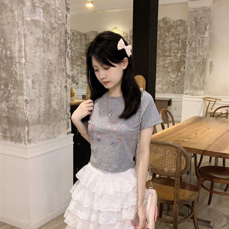 翻斗花园日记自制夏日芭蕾少女短裙高腰显瘦百搭白色蛋糕裙裤裙撑
