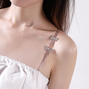 隐形肩带夏防滑文胸带子女珍珠水钻内衣带一字领美背百搭胸罩配件