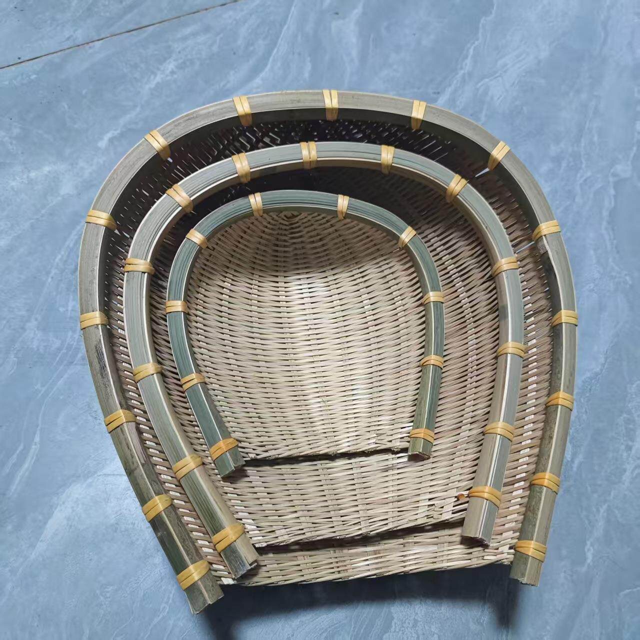 乡下手工竹编筐制品开口簸箕筲箕