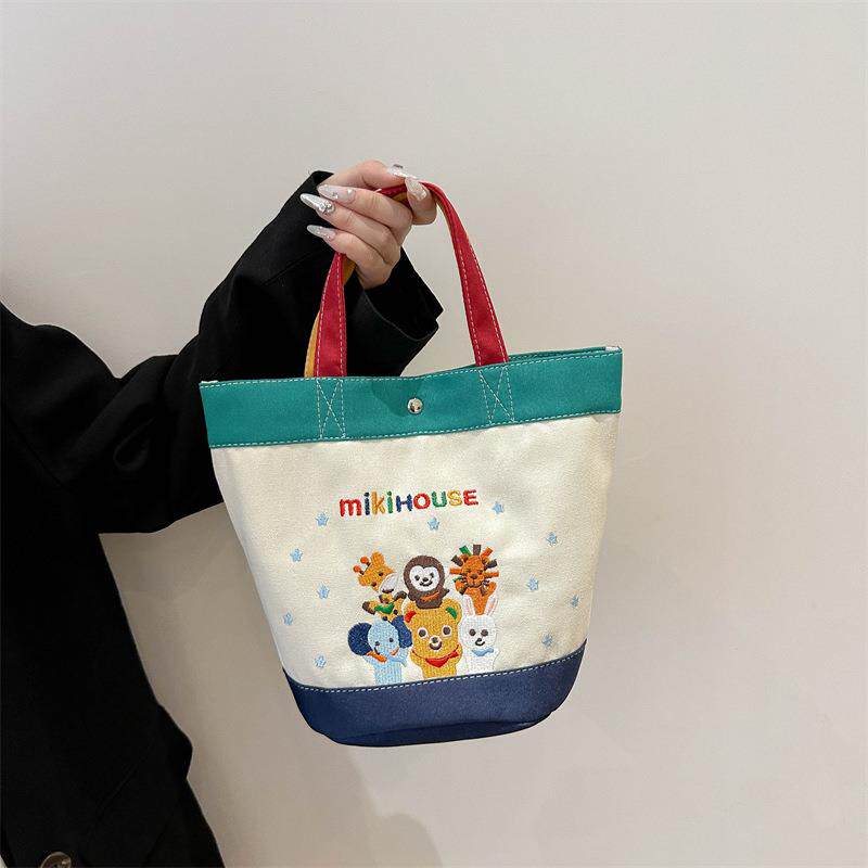 新款miki风卡通包溜娃袋帆布手提轻便小巧大容量母婴包外出背包