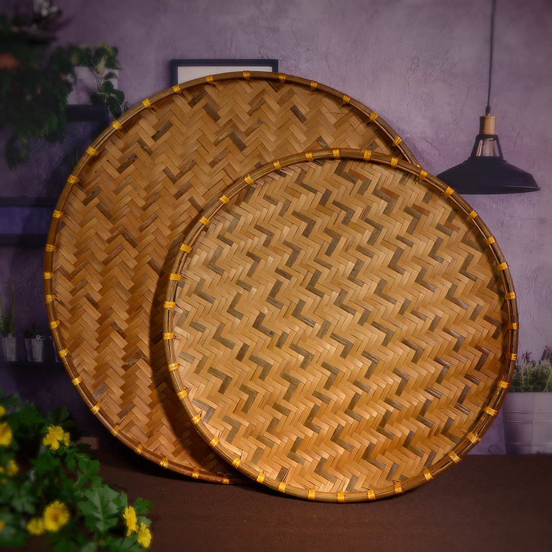 无孔竹编米筛竹筛子收纳手工竹匾